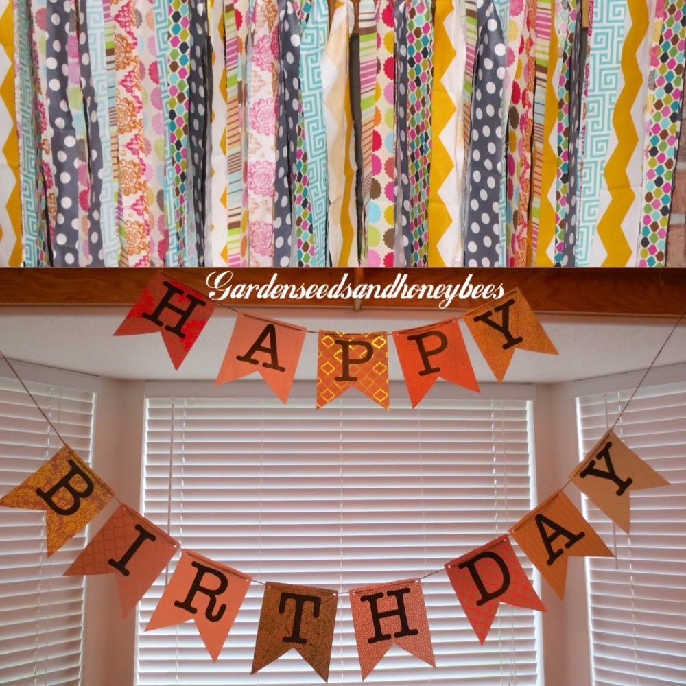 Party Background & Bunting/Banner - Garden Seeds and Honey Bees